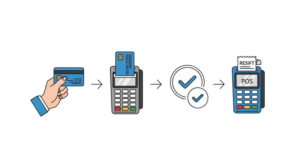 카드현금화 절차를 순서대로 표현한 흐름 이미지