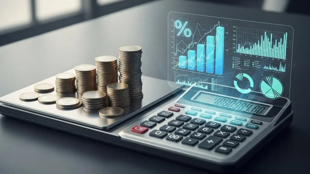 수수료 비용 분석과 무이자 할부 혜택을 계산하는 금융 이미지